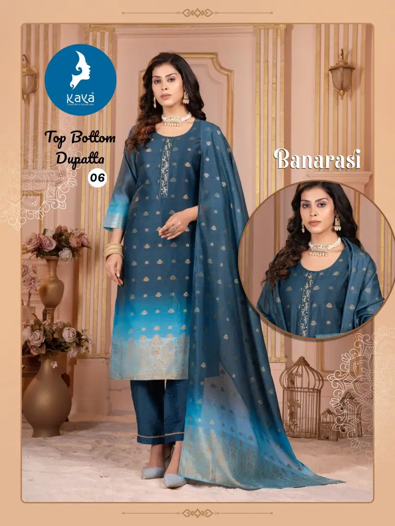 Kaya Banarasi Chanderi Jacquard Kurti Bottom With Dupatta